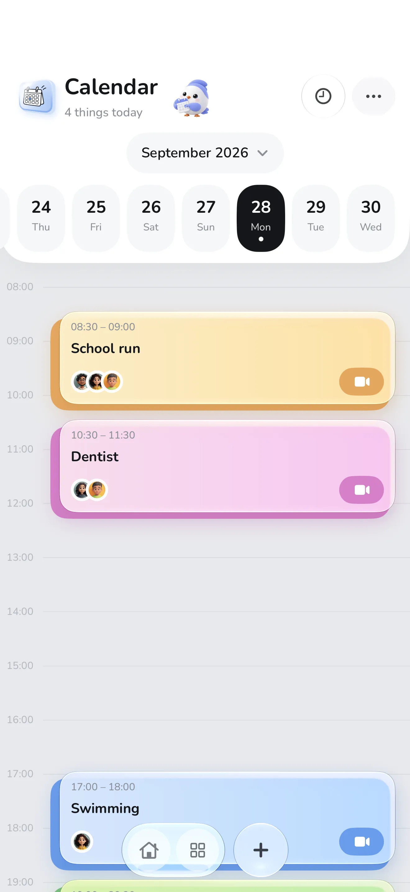 La journée heure par heure dans le calendrier de Symfoni