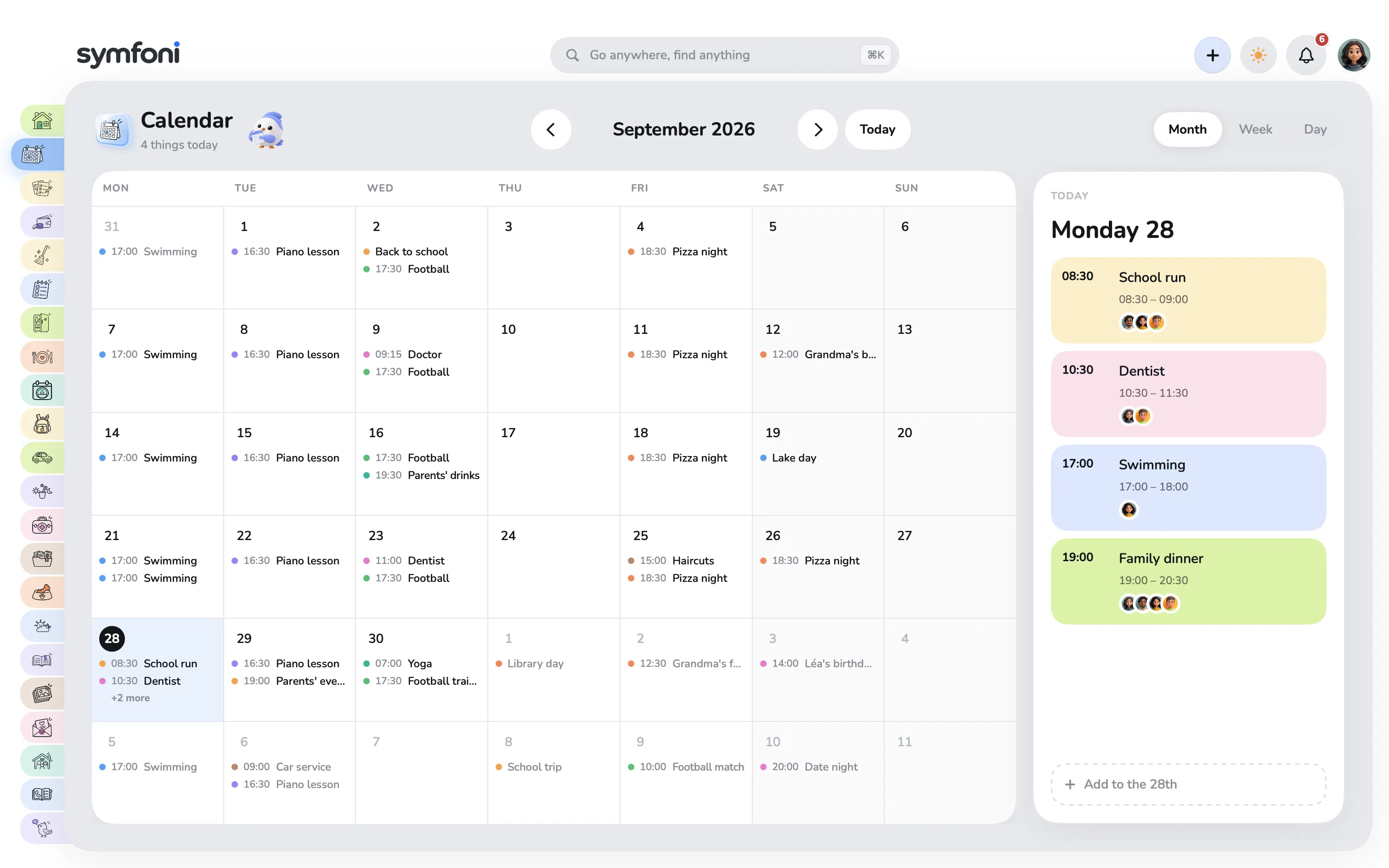 Symfoni sur un MacBook Pro — Calendrier